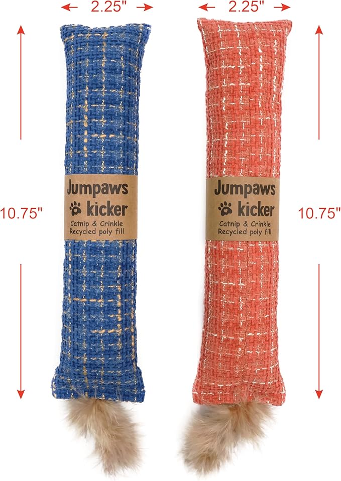 2 Pack Natural Interactive Catnip Cat Kicker Toys, Bite Resistant Chew Toy, Accessories for Indoor Cat (Twill Weave)-PawvioPets