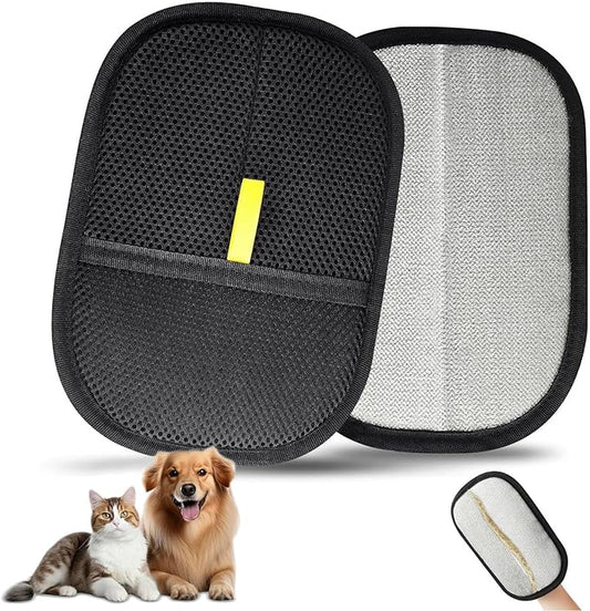 2 Pcs Electrostatic Gloves Pet Hair Removal,Reusable Pet Cat Dog Hair Removal Grooming Gloves Brush Tool-PawvioPets