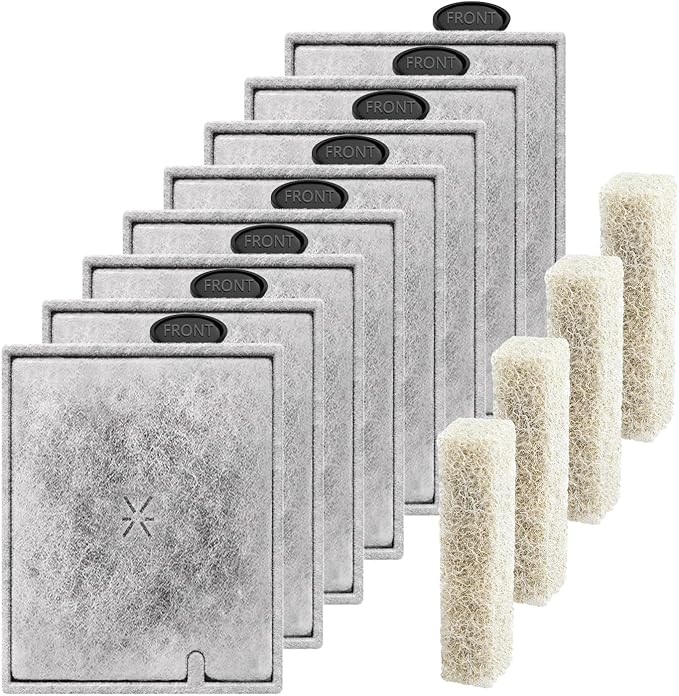8 Pack Large Aquarium Fish Tank Filter Cartridges with Filter Pad, Compatible with Aqueon QuietFlow Filter LED PRO Size 20,30,50,75/Power Filter Size 20,30,50,55/75, E Internal Size 40 Canister Filter-PawvioPets