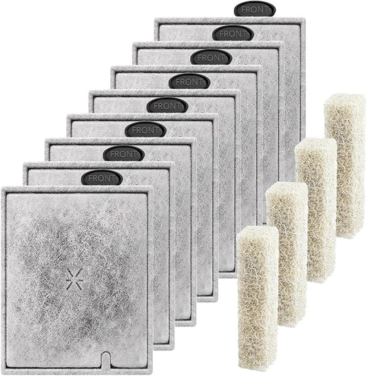 8 Pack Large Aquarium Fish Tank Filter Cartridges with Filter Pad, Compatible with Aqueon QuietFlow Filter LED PRO Size 20,30,50,75/Power Filter Size 20,30,50,55/75, E Internal Size 40 Canister Filter-PawvioPets