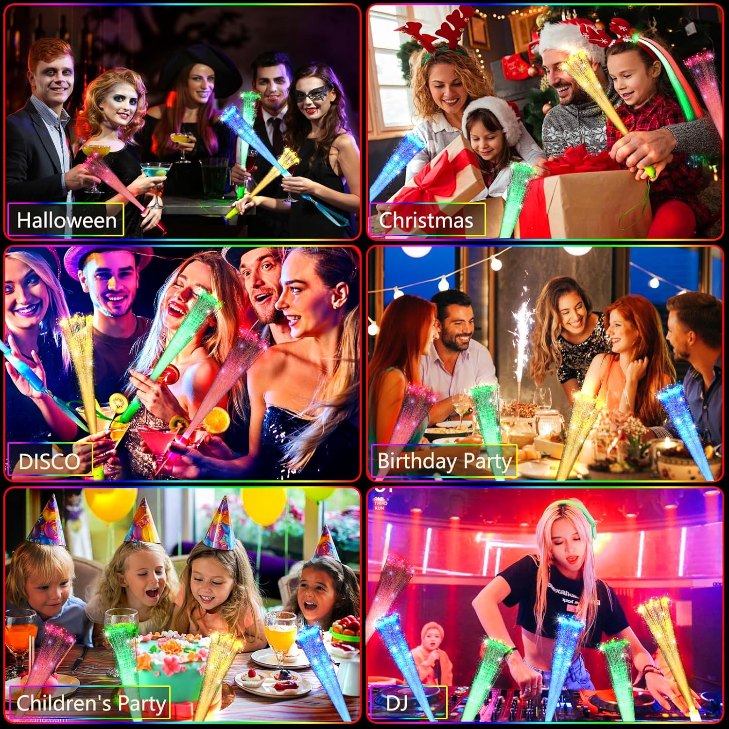 OceanWings Glow Fiber Optic Wands,Halloween Glow Sticks Bulk Party Pack,Glow in the dark Party Supplies Favor Flashing Light Up Sticks for Birthday Holiday Party Wedding Halloween Christmas(72)