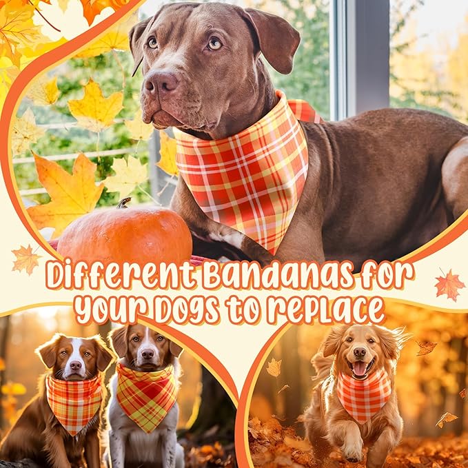 Abbylike 50 Pcs Fall Plaid Dog Bandanas Bulk Autumn Bandanas for Dogs Triangle Kerchief Bibs Scarf for Small Medium Large Pets Thanksgiving Costume Accessories, 25 Styles (31.5 x 21.7 x 21.7 Inch)-PawvioPets