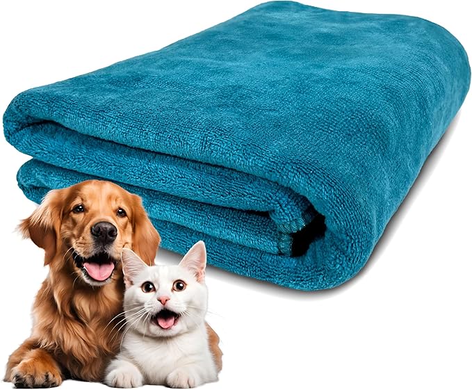 Extra Large Dog Towel Soft Absorbent Bath Pet Towels for Drying Dogs, Elastic Terry Microfiber Soft Towel, Machine Washable, Quick Dry, Multipurpose (L, XL, 2XL) (Green, XL)-PawvioPets