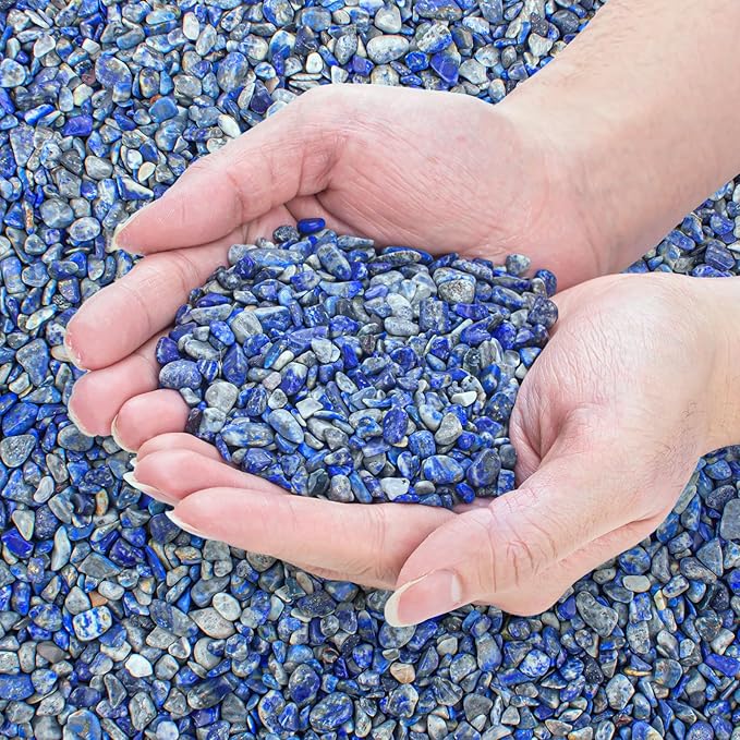 Crystals Chips Bulk Crushed Quartz Lapis Lazuli Stones 0.5 Lb/230g, Natural Irregular Shaped Healing Gravels Pebbles Decorative Stones for Fish Tank||Vase Filler|Succulent Plants Decor-PawvioPets