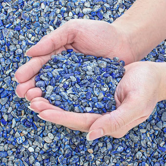 Crystals Chips Bulk Crushed Quartz Lapis Lazuli Stones 0.5 Lb/230g, Natural Irregular Shaped Healing Gravels Pebbles Decorative Stones for Fish Tank||Vase Filler|Succulent Plants Decor-PawvioPets