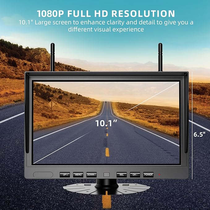 eRapta 2 Wireless Backup Camera Magnetic: 10.1" IPS DVR Monitor, Install-Free RV Backup Camera with Infrared Night Vision, Built-in 9600mAh Battery for Trailer/RV/Truck/Horse Trailer/Tractor ACT1002-PawvioPets