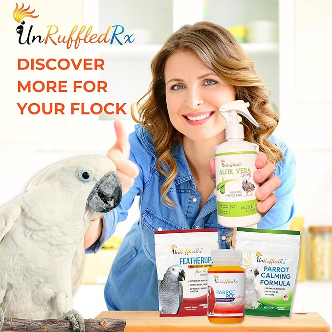 FeatherUp! Bird Vitamins with Biotin for Beautiful Plumage - Feather Growth Supplements for Parrots - 90 gm - 240 Servings-PawvioPets