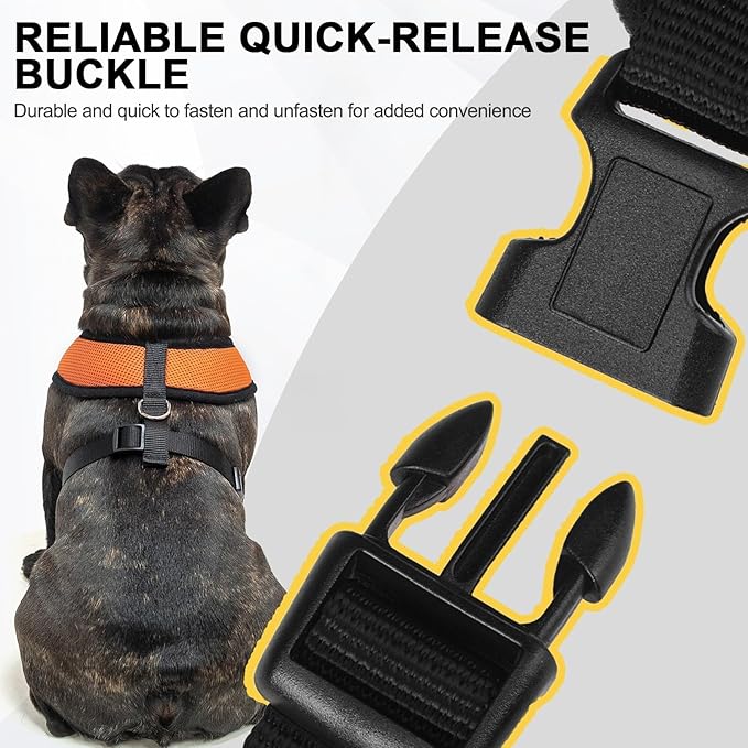 BINGPET No Pull Dog Harness,Soft Mesh Breathable All Weather Vest Harness,Safety Protection Design Durable Adjustable Step-in Easy Walk Dog Harness for Small Medium Large Dogs(Orange,XL)-PawvioPets