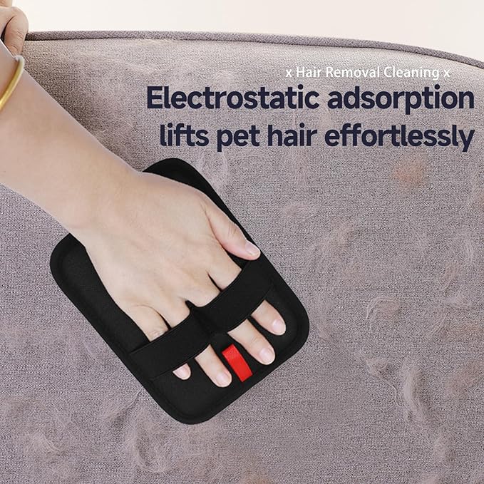 2-in-1 Pet Grooming Glove & Fabric Hair Remover - Reusabie, Silicone Massage Bristles,Static Adhesion for Quiuck Shedding Control,Safe for Dogs & Cats-PawvioPets