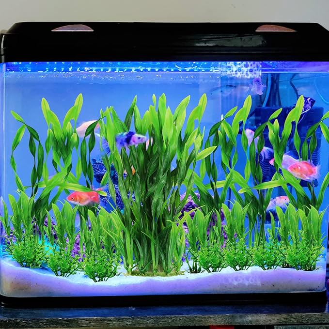 Aquarium Plants, 20pcs Fish Tank Decor Green Plants Artificial Aquarium Decorations for Household and Office Aquarium Simulation, Small to Large-PawvioPets