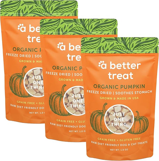 A Better Treat – Freeze Dried Organic Pumpkin Dog and Cat Treats, Organic, Single Ingredient | Natural, Healthy, Diabetic Friendly | Made in The USA-PawvioPets