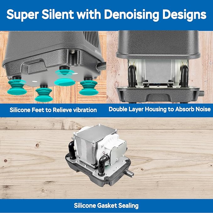 AquaMiracle Linear Air Pump ZP-40/ZP-60/ZP-100/ZP-200 for Pond Aeration, 635/950/1600/4000GPH Septic Air Pump Pond Aerators for Outdoor Ponds, Waste Treatment, Aquarium, Fish Farm, Seafood Restaurant-PawvioPets