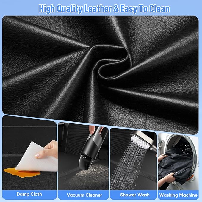 Back Seat Extender for Dogs, Dog Car Seat Cover for Back Seat with Hard Bottom,Waterproof Hammock for Car Pet Backseat Protector,Upgraded PU Leather Material for Car & SUV(Holds 400lbs)-PawvioPets