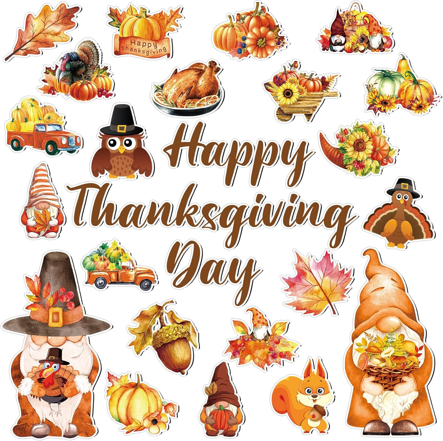 25 Pieces Thanksgiving Harvest Decoration Magnets for Refrigerator, Decorative Magnetic Fridge Stickers, Magnet Fall Autumn Signs Holiday Ornaments for Dishwasher Garage Door Kitchen Mailbox