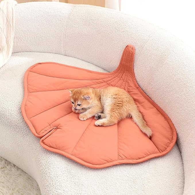 31 X 25 Inch Leaf Shaped Cotton Cat Bed Pad, Warming Cat Mat, Pet Warming Pad for Cats, Warmer Mat for Feral and Indoor Cats, 2025 Enlarged and Thickened Leaf Beds-PawvioPets