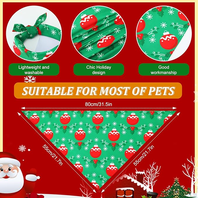 Abbylike 50 Pieces Christmas Dog Bandanas Bulk Xmas Bandanas for Dogs Triangle Kerchief Bibs Scarf Set for Christmas Pet Costume Accessories Decoration (31.5 x 21.7 x 21.7)-PawvioPets