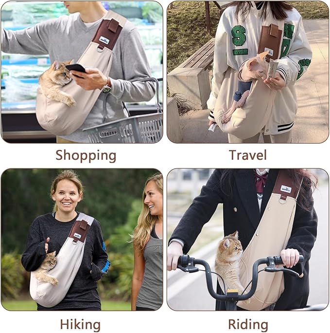 Dog Sling Carrier for Small Dogs - Front Dog Carrier with Adjustable Strap - Hands Free Pet Papoose Bag for Chest - Suitable for Puppy, Small Dogs, and Cats for Outdoor Travel,15 lbs-PawvioPets