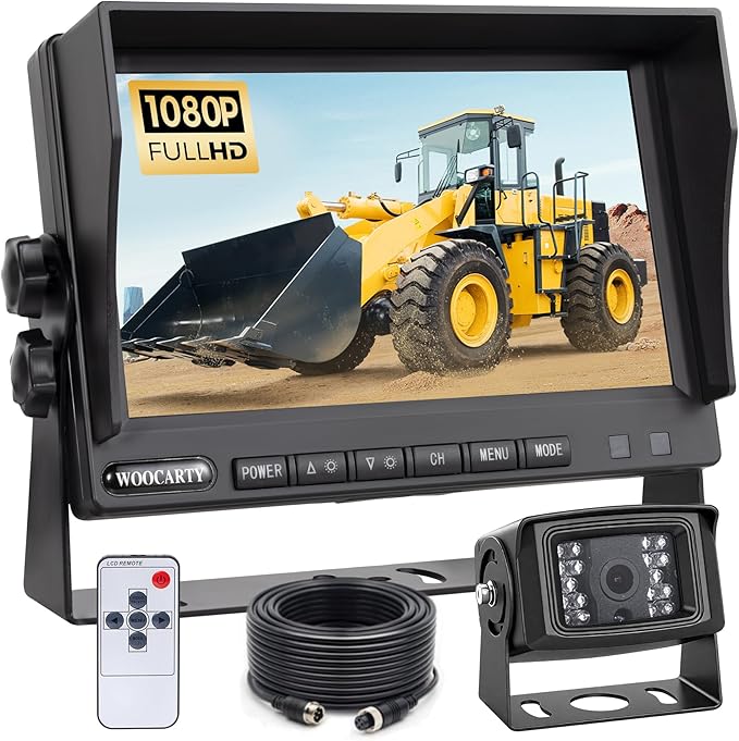 7-inch AHD1080P Wired RV Backup Camera System, IP69k Waterproof IR Night Vision Reversing Camera, Vibration-Proof 20G for Trailer/Tractors/Truck/Excavator/Caravan/Skid Steer/Heavy Equipment-PawvioPets