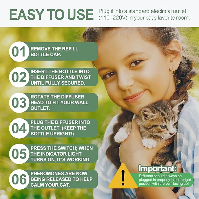 6-in-1 Cat Calming Pheromone Diffuser Kit, Cat Calming Diffuser for Anxiety Relief, Aggression, Scratching, Urine Marking, Fighting, Meowing, Hiding, Safe for All Cats, 120 Days Support-PawvioPets