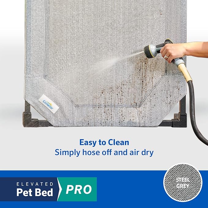 COOLAROO Cooling Elevated Dog Bed PRO Standard, Fits in 48in Crate, Easy Assembly Frame, Steel Grey.-PawvioPets