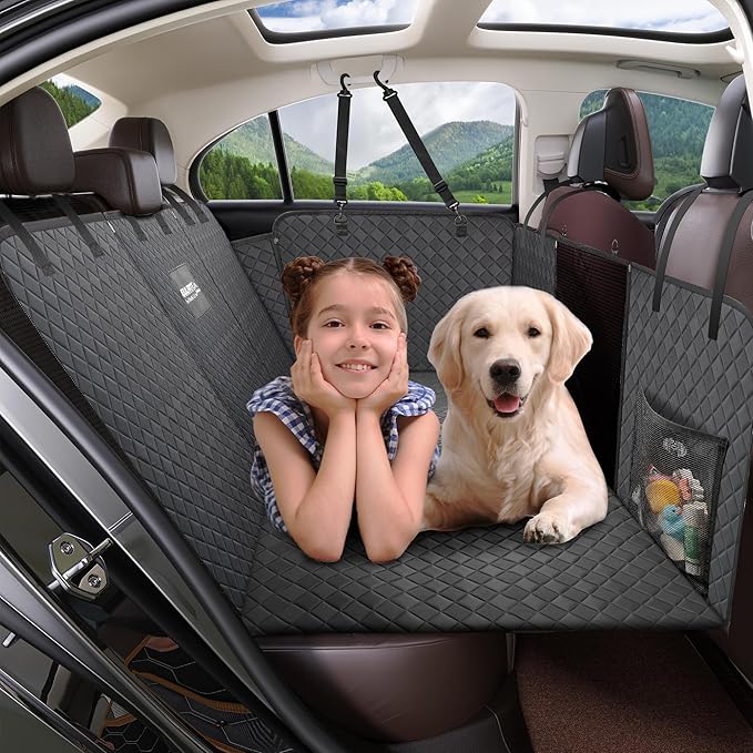 Back Seat Extender for Dogs,Waterproof Dog Car Seat Cover Protector with Mesh Window,Large Space Hammock for Car SUV Truck Dog Travel-PawvioPets