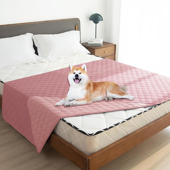 gogobunny 3X Stronger Waterproof Pet Blanket, Scratch Proof Furniture Protector for Dogs Cats, Reversible Cover 82x82 Inch, Dark Pink/Light Pink-PawvioPets