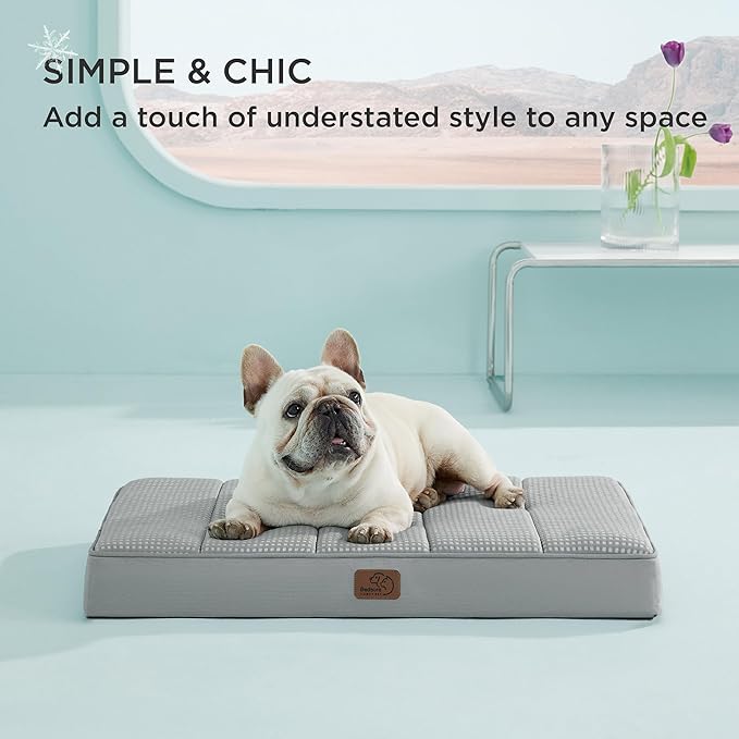 Bedsure Cooling Dog Bed for Small Dogs - Orthopedic Flat Puppy Beds with Removable Washable Cover, Egg Crate Foam Pet Mat, Suitable for Pet Up to 20 lbs-PawvioPets