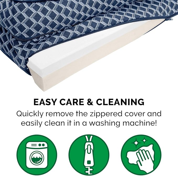 Furhaven Memory Foam Dog Bed for Medium/Small Dogs w/ Removable Bolsters & Washable Cover, For Dogs Up to 35 lbs - Plush & Woven Decor Comfy Couch Sofa - Diamond Blue, Medium-PawvioPets