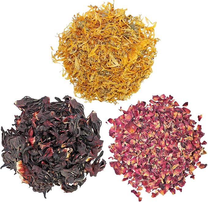 Exotic Nutrition Flower Treat 3 Pack - Healthy Assortment - Hibiscus, Calendula, Rose - for Squirrels, Guinea Pigs, Rabbits, Chinchillas, Prairie Dogs, Degus, Hamster, Gerbils, & Other Herbivores-PawvioPets