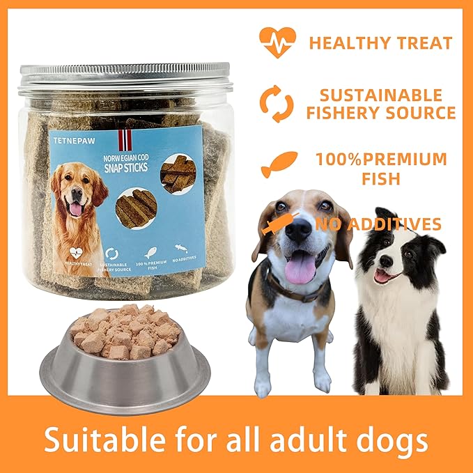 Dog Fish Treats Cod Made with Premium Natural Norwegian 100% Real Cod Fish Bones & Meat Healthy Crunchy Biscuits for Dogs High Protein Grain-Free All-Natural Pet Snack-PawvioPets