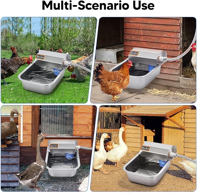 Automatic Water Dispenser for Dog, 3L Dog Water Bowl Dispenser, Stainless Steel Indoor/Outdoor Water Feeder Suitable for Dogs Livestock Chicken Horse, Easy to Clean-PawvioPets