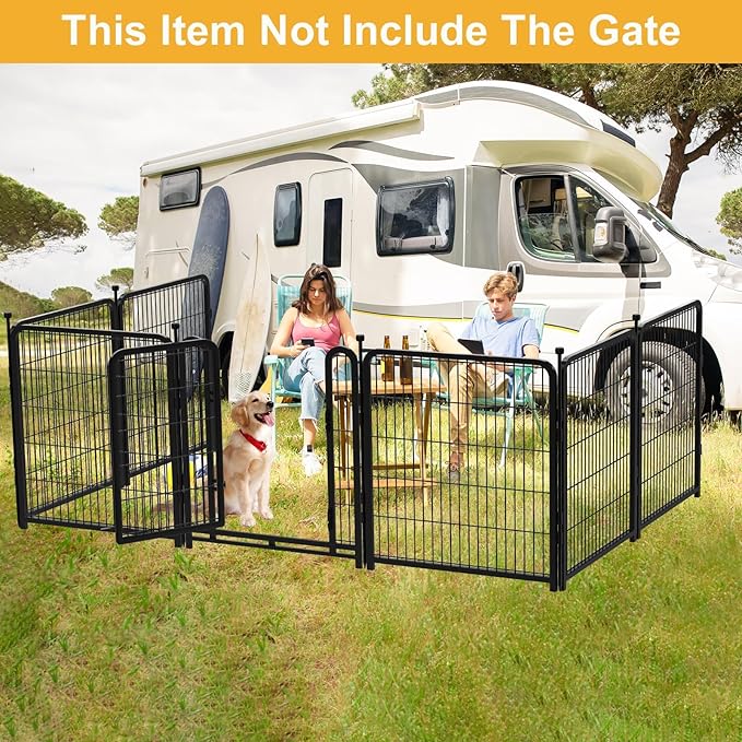 Garden Fence 40 Inch 14 Panels Without Gate, Total 31 Ft(L) Garden Fence for Yard and Dog, Black Dog Pen Wide Door, Metal Dog Pen Heavy Duty Pet Puppy Exercise Pen for Rv Camping-PawvioPets