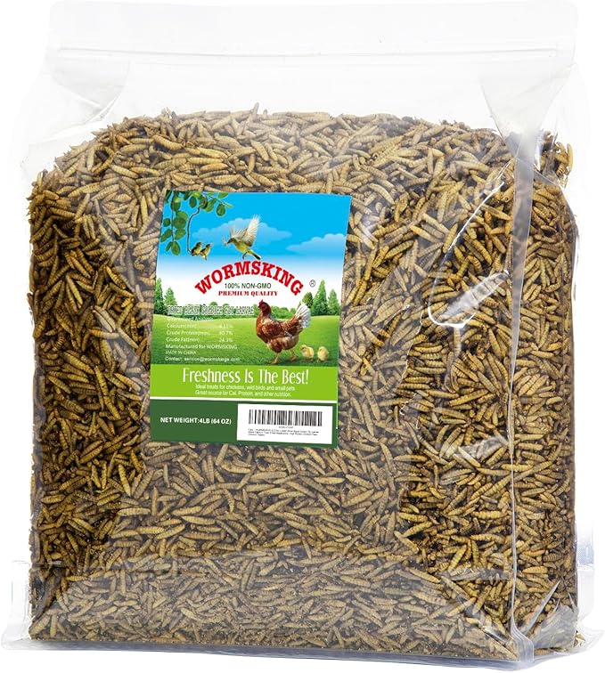 4LB Non-GMO Dried Black Soldier Fly Larvae, More Calcium Than Dried Mealworms, High Protein Chicken Feed, Poultry Treats-PawvioPets