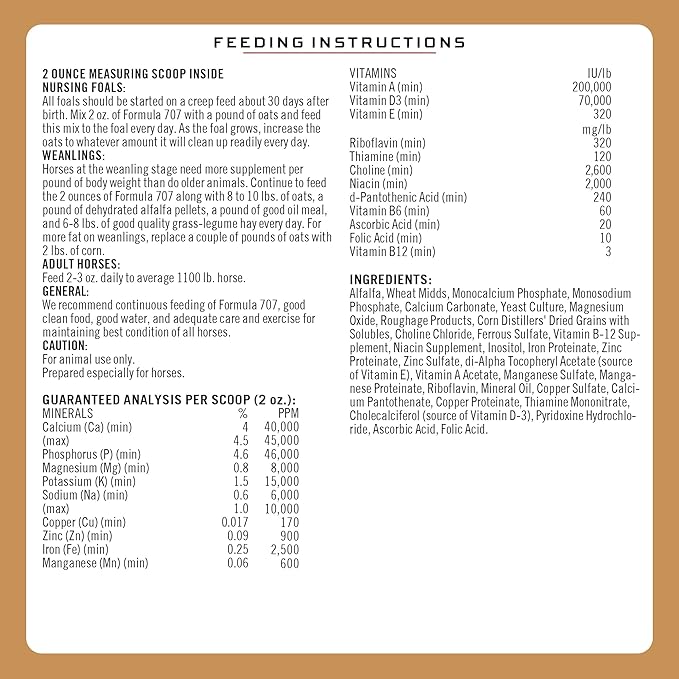 Formula 707 Daily Essentials Equine Supplement, 12 lb Bag – Complete Vitamins and Minerals for Superior Health and Condition in Horses-PawvioPets