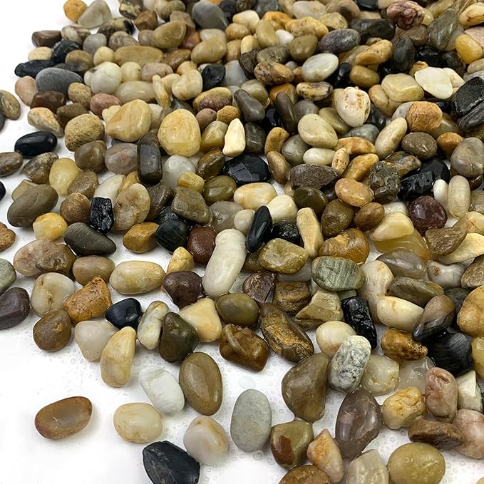 2lbs Aquarium Rocks, 2/5 Inch Pea Gravel for Indoor Plants, Decorative River Rocks for Fish Tank Succulent Vase Plant Soil Cover and Outdoor Landscaping-PawvioPets