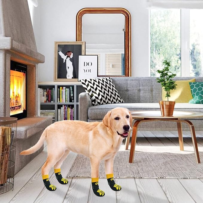 BEAUTYZOO Anti-Slip Dog Socks,Dog Shoes for Hot/Cold Pavement,Paw Protectors with Grips 3 Pairs for Puppy Small Medium Large Senior Old Dogs,Dog Socks to Prevent Licking and Hardwood Floor Protection-PawvioPets