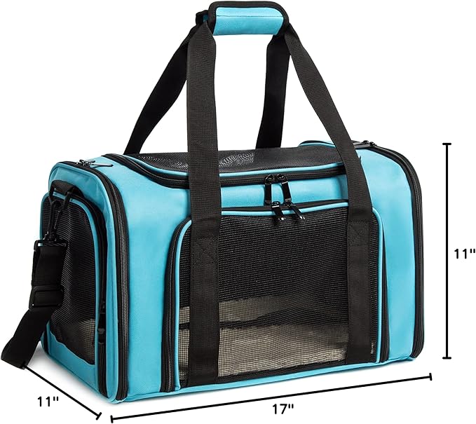 Cat Carrier Dog Carrier Pet Carrier Cat Bags for Small Medium Cats Dogs Puppies of 15 Lbs,of Airline Approved Small Dog Bag Soft Sided,Collapsible Travel Puppy Carrier (Medium, Blue)-PawvioPets