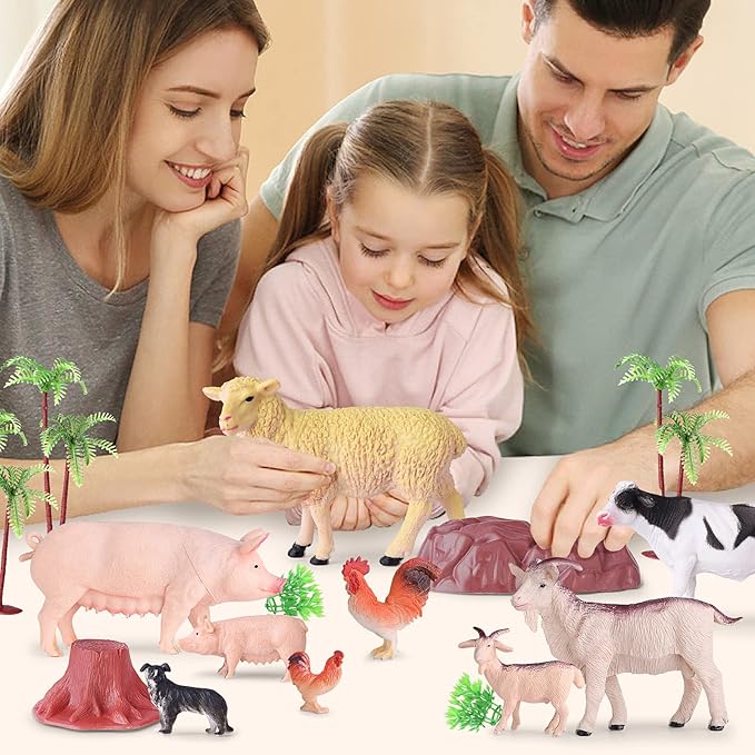 35 PCS Farm Animals Toys for Toddlers 3 Years Old Boys and Girls Realistic Animal Figures Playsets Toys for Kids 3~8 Christmas Birthday Gift-PawvioPets