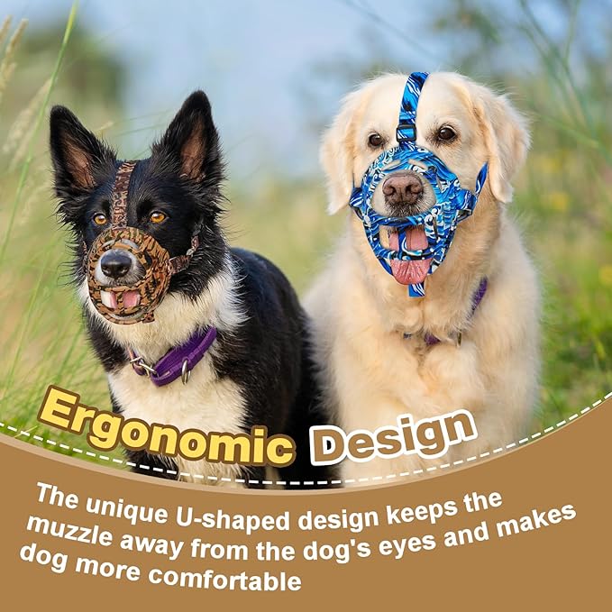 Basket Muzzle to Prevent Biting, Dog Muzzle for Large Medium Small Dogs Allows Panting Drinking Anti Chewing, Perfect for Grooming Trimming Training and Aggressive Reactive Dogs (Brown, Size 4)-PawvioPets