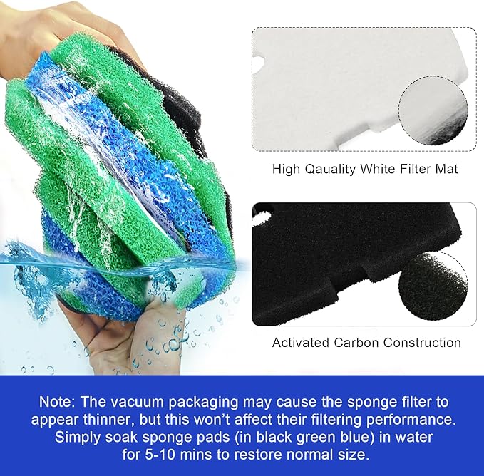16 PCS Replacement Canister Filter Pads Compatible with SUNSUN HW-302/505A Polar Aurora 265 GPH CF-300, Aquarium Filter Sponge Pad Fish Tank Bio Floss Media-PawvioPets