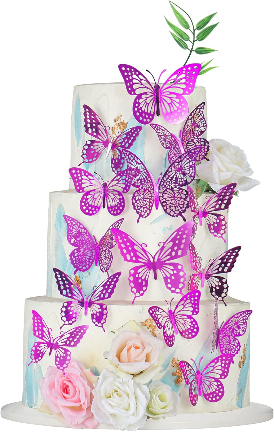 Gyufise Metallic Purple Butterfly Cupcake Toppers Hollow Art 3D Butterfly Cake Toppers Decorations Baby Shower Wedding Anniversary Kids Birthday Party Cake Wall Decorations Supplies 36Pcs