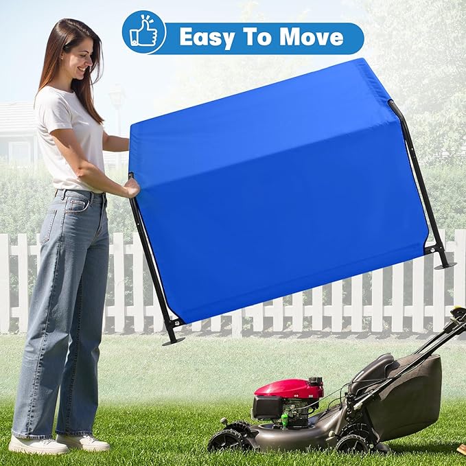 Dog Shade Shelter Outdoor 4'x4'x3' Tent for Large Medium Dogs, Outside Sun Rain Canopy Pet House for Livestock Pigs Cats with Waterproof Roof Ground Nails,Blue-PawvioPets