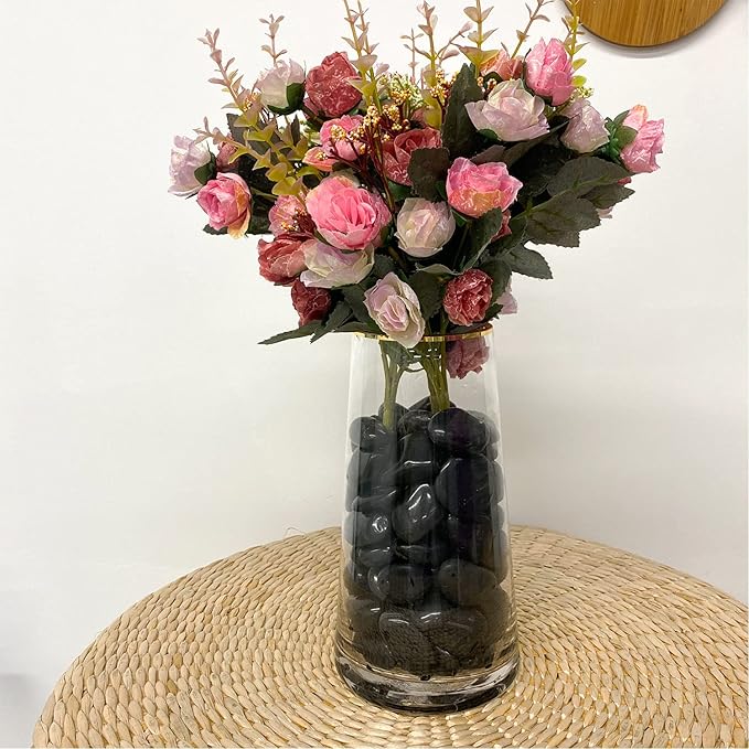 2 lbs Black Pebbles for Indoor Plants, 1-2 Inch Decorative River Rocks for Planters, Landscaping Stones, Vase Fillers and Outdoor Garden-PawvioPets