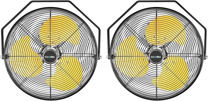 2800 CFM 12" Industrial Wall Mount Fan with 2 Pack, High Velocity 3-Speed Metal Wall Mounted Fan with powerful Motor Covered Patio, Greenhouse, Gazebo, UL Listed-PawvioPets