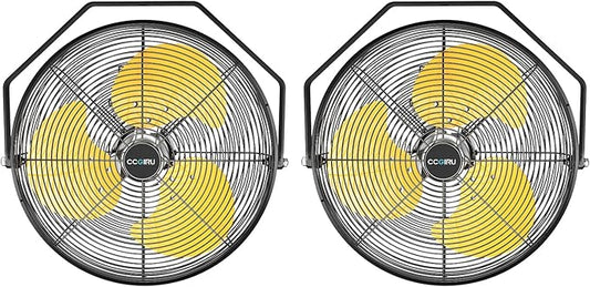 2800 CFM 12" Industrial Wall Mount Fan with 2 Pack, High Velocity 3-Speed Metal Wall Mounted Fan with powerful Motor Covered Patio, Greenhouse, Gazebo, UL Listed-PawvioPets