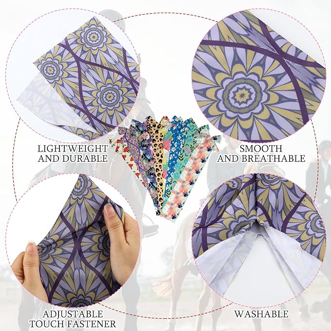 Eccliy 8 Pcs Horse Tail Bag Breathable Guard Stretchy 22" Slip on Horse Tail Wrap 2 Strand Closure Straps Grooming Supplies to Keep from Dirt Breakage Rubbing 8 Designs-PawvioPets