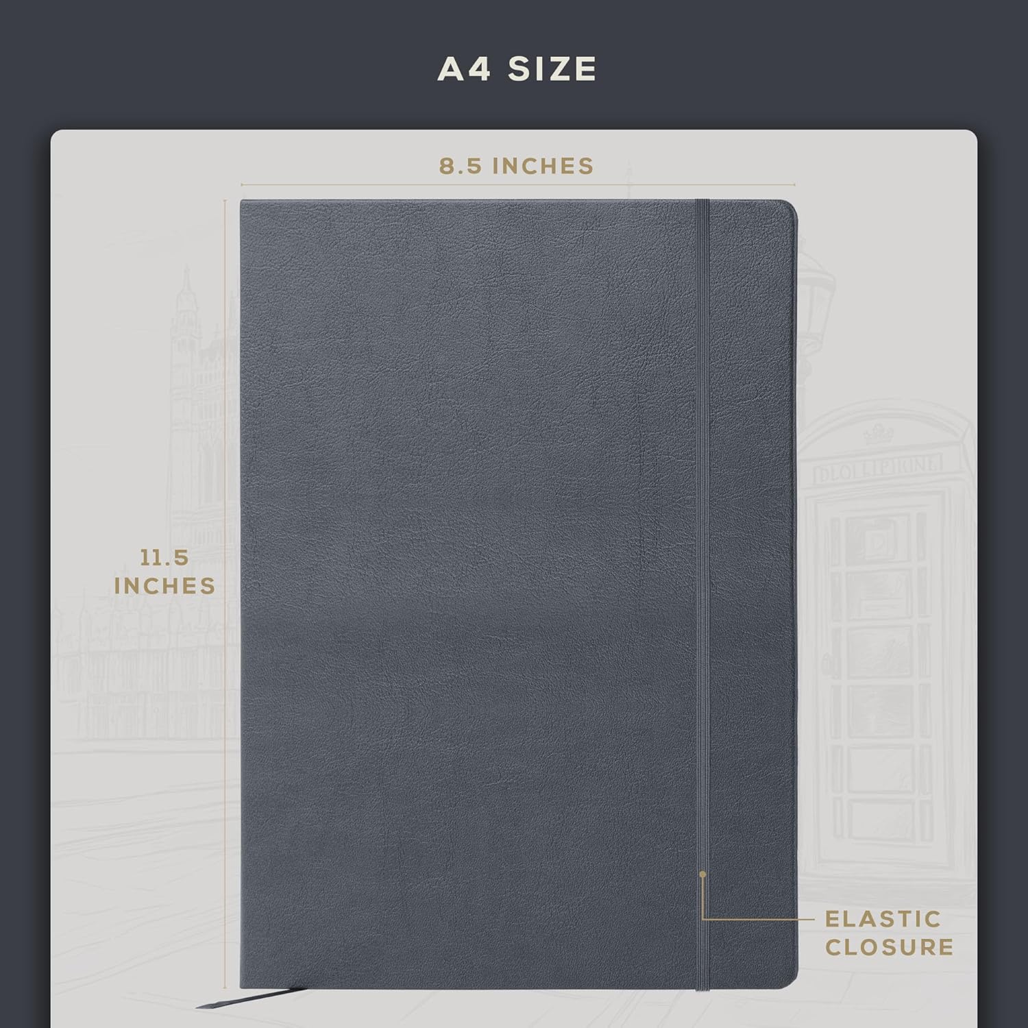 BEECHMORE BOOKS Lined Journal Notebook, 8.5 x 11.5 inch, A4 160 Lined Pages, Hardcover Leather Journals for Women, Men, Writing and Notebooks for Work - 120 GSM Thick Paper, Gifts Box Included