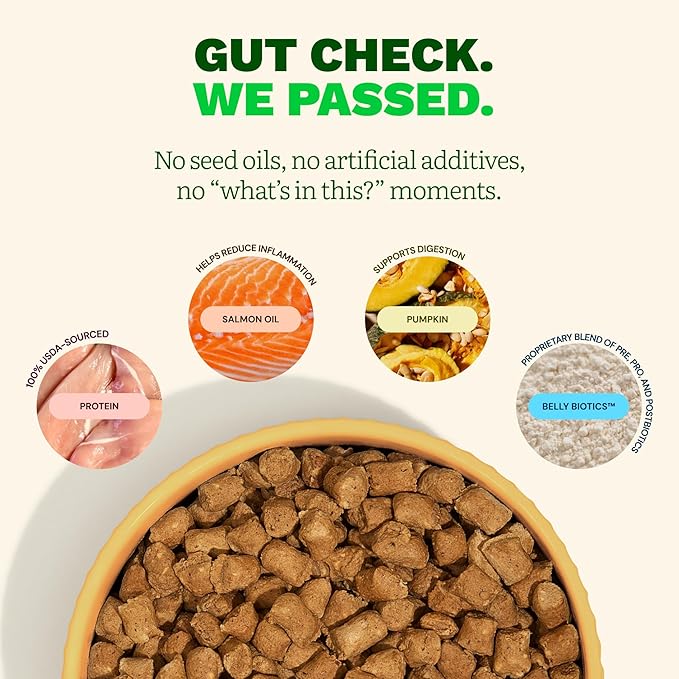 Get Joy Gut Health Fresh Freeze Dried Raw Meal, Chicken Recipe, 32 Ounce Bag, Dog Food for Dogs of All Breeds and Life Stages, PhD Animal Nutritionist Formulated, Made in USA-PawvioPets