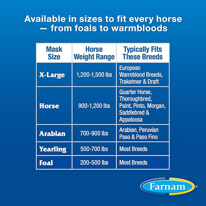 Farnam SuperMask II Fly Mask Without Ears for Foals, Full Face Coverage and Eye Protection from Insect Pests, Structured Classic Styling Mesh with Plush Trim, Foal Size-PawvioPets