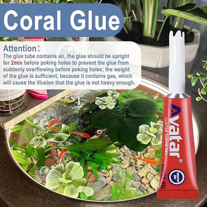 3 PCS Aquarium Glue, Aquarium Aquascape Aquatic Plants Coral Glue, Safety and Quick-Drying, Reef Glue Suitable for Aquatic Plants, Moss, Coral, Stones, Shells, Fresh Water and Salt Water All Can Be Us-PawvioPets